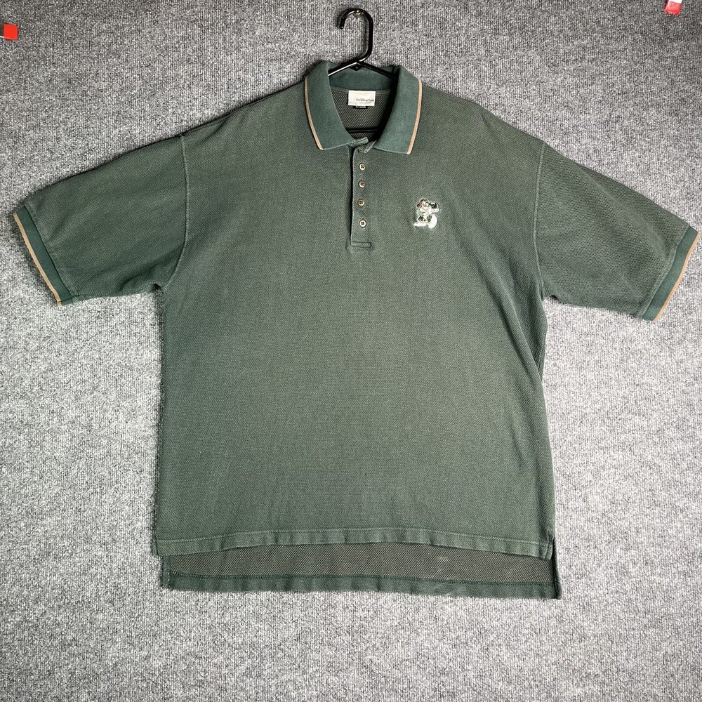 Vintage Walt Disney‎ World Grumpy Polo Shirt Men's XXL Green Combed Cotton